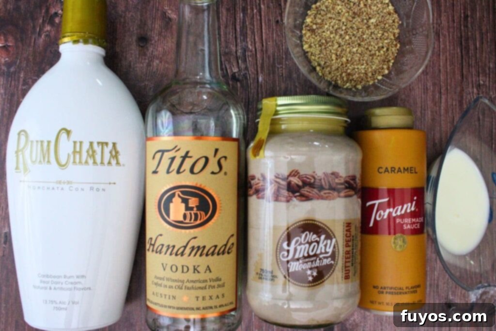 ingredients to make pecan pie martini