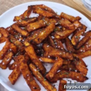 Crispy air fryer butternut squash fries, a perfect healthy snack or side dish.