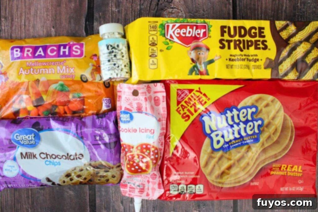 ingredients to make nutter butter turkey cookies