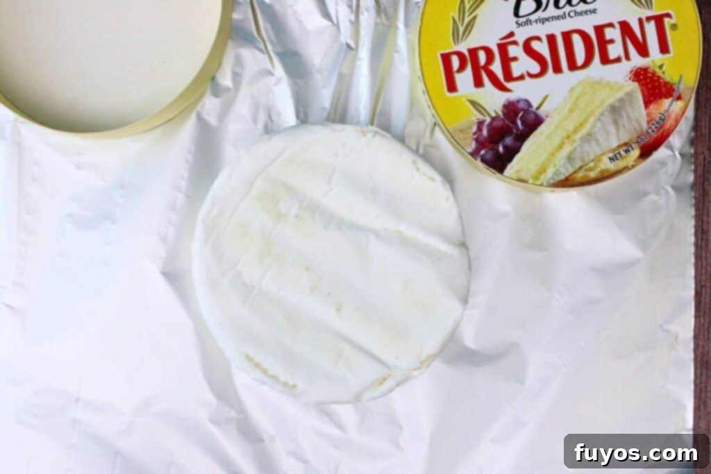 Air Fryer Cranberry Walnut Baked Brie 5 remove brie from packaging and place on nonstick foil for air frying