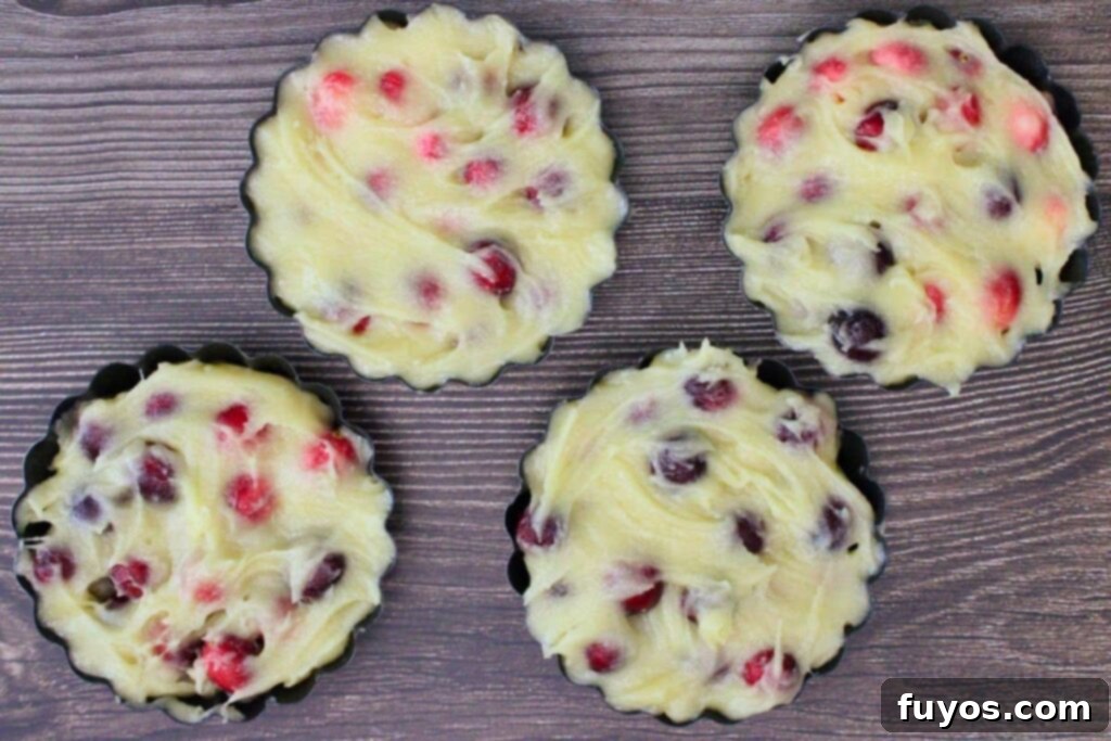 Air Fryer Holiday Mini Cranberry Pies No Crust 8 add cranberry batter to mini tart pans
