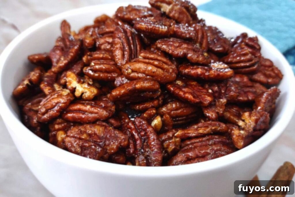 easy candied and glazed honey roasted pecans in the air fryer