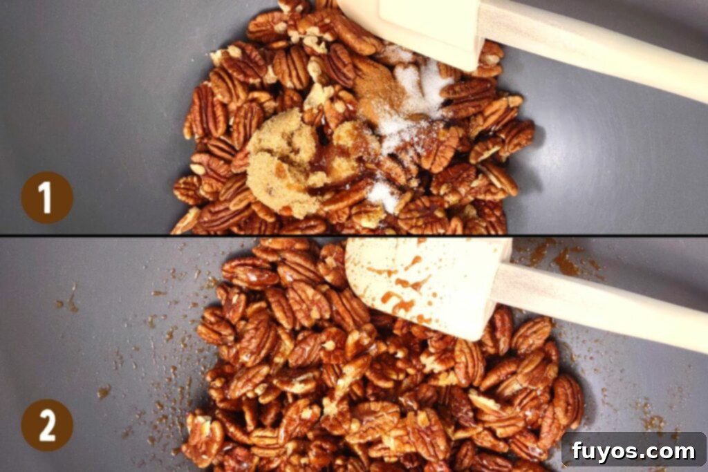 stir to coat the pecans completely