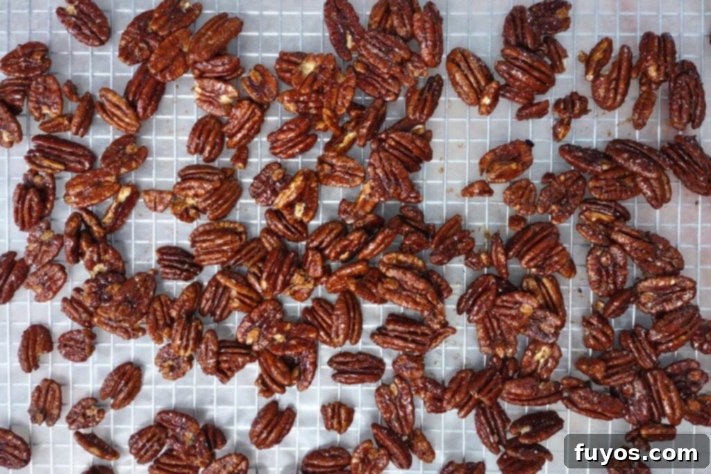 let air fryer honey roasted pecans rest to cool
