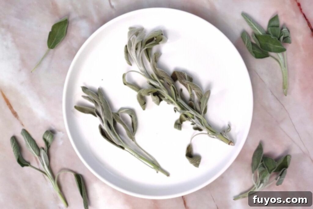 air fry fresh sage until leaves curve and crackle