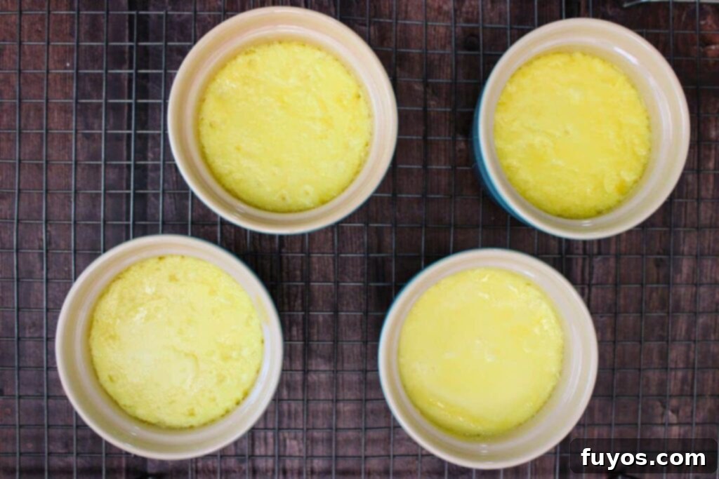 place creme brulee ramekins on wire rack to cool
