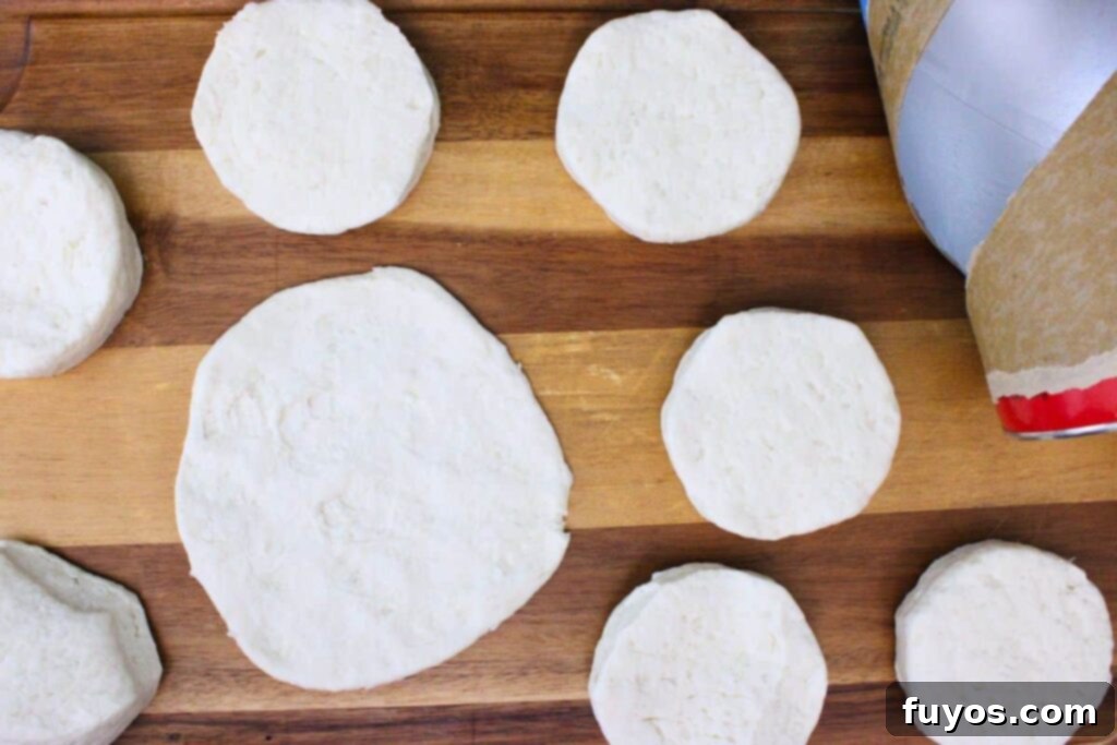 Game Day Air Fryer Buffalo Chicken Bombs 6 open can of biscuits for buffalo chicken bombs and separate them
