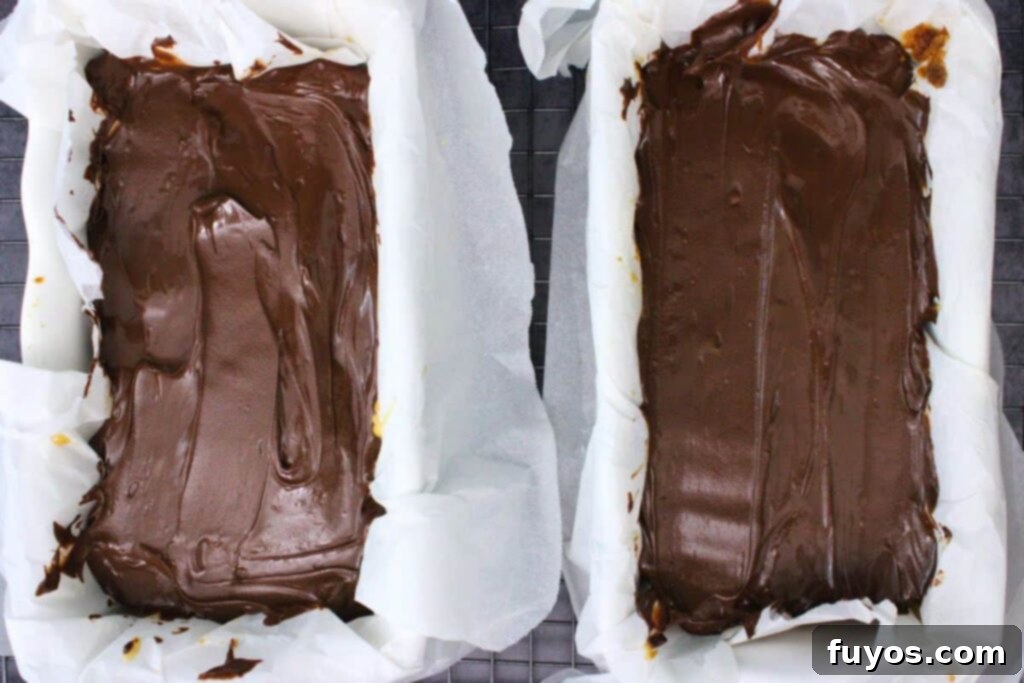 pour chocolate over the caramel layer