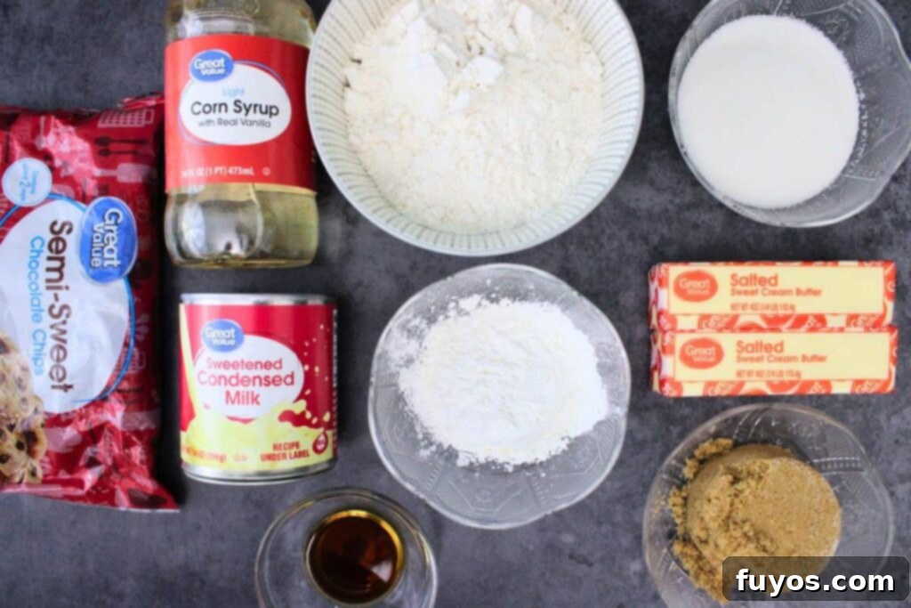 ingredients to make air fryer millionaire shortbread