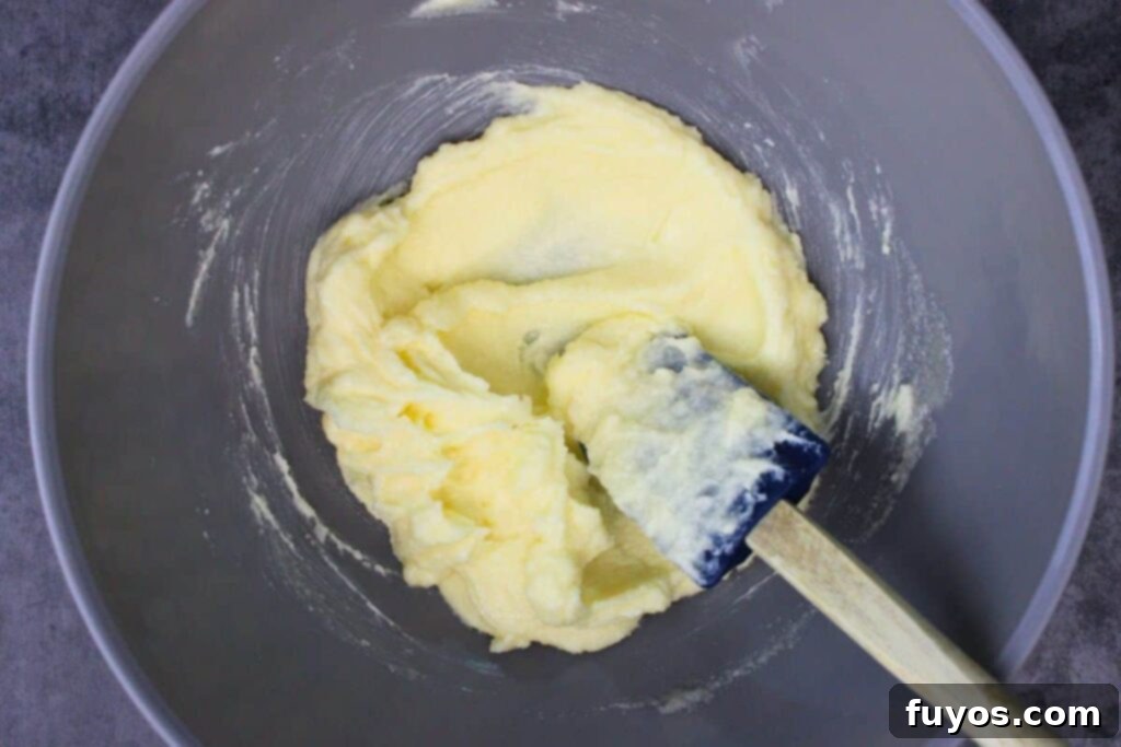 cream together softened butter and granulated sugar