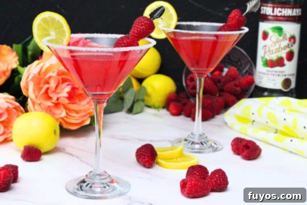 The Ultimate Homemade Raspberry Lemon Drop Cheesecake 10 two raspberry lemon drops garnished with fresh fruit on a white counter