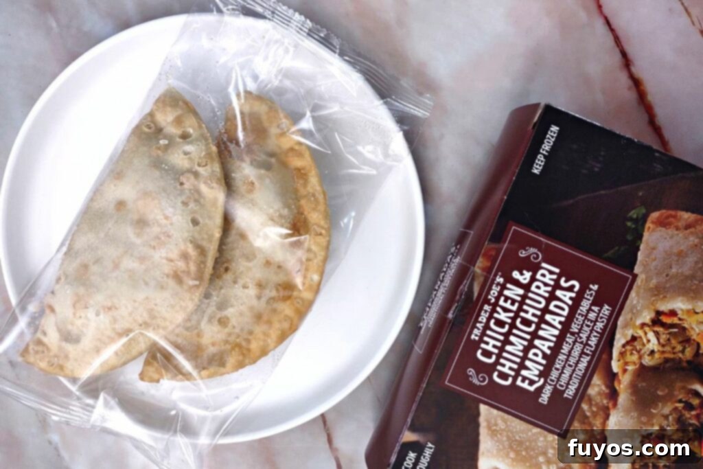 trader joe's chicken chimichurri frozen empanadas in packaging