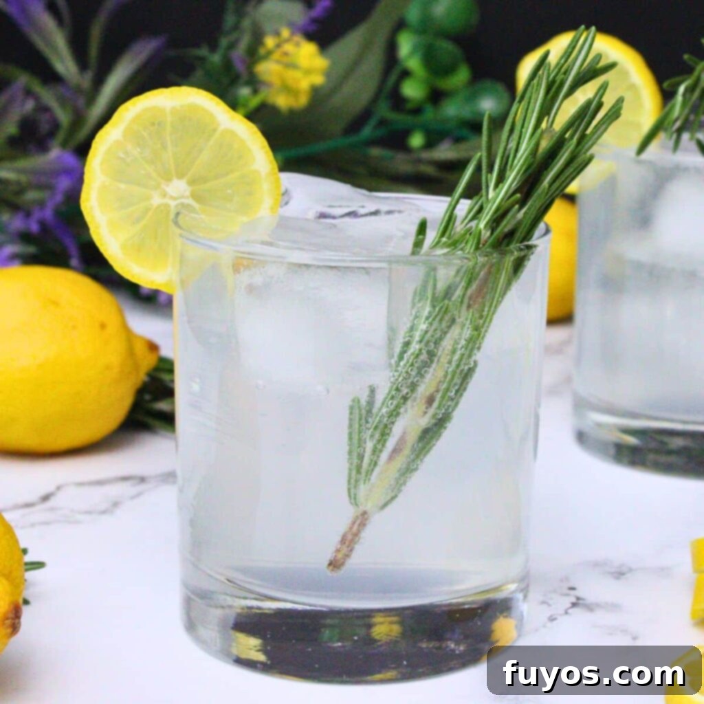 sparkling lemonade cocktail recipe with Ciroc Limonata vodka, garnished with lemon and rosemary