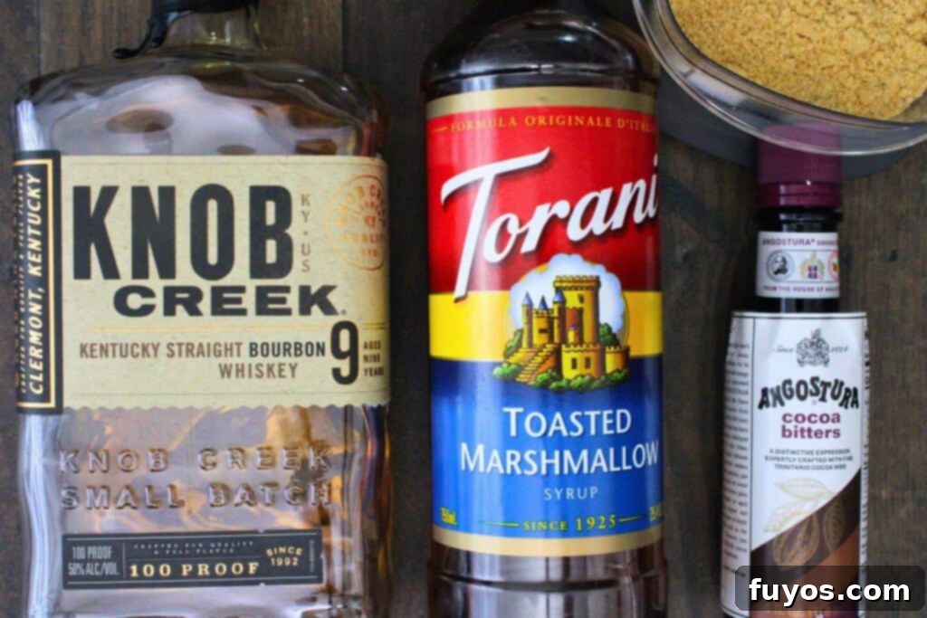 S'mores Old Fashioned: Campfire Nostalgia in a Glass 4 ingredients to make s'mores old fashioned
