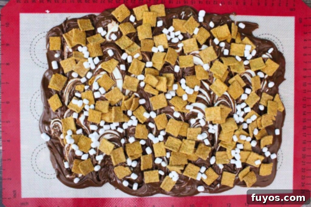 top bark with golden grahams and marshmallow bits