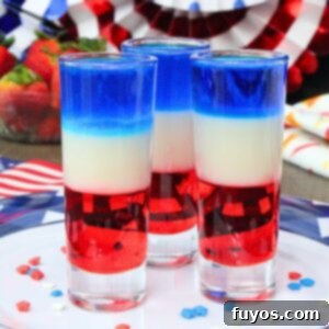Stacked Red White Blue Party Shots 10 red white and blue shots recipe dinners done quick featured image