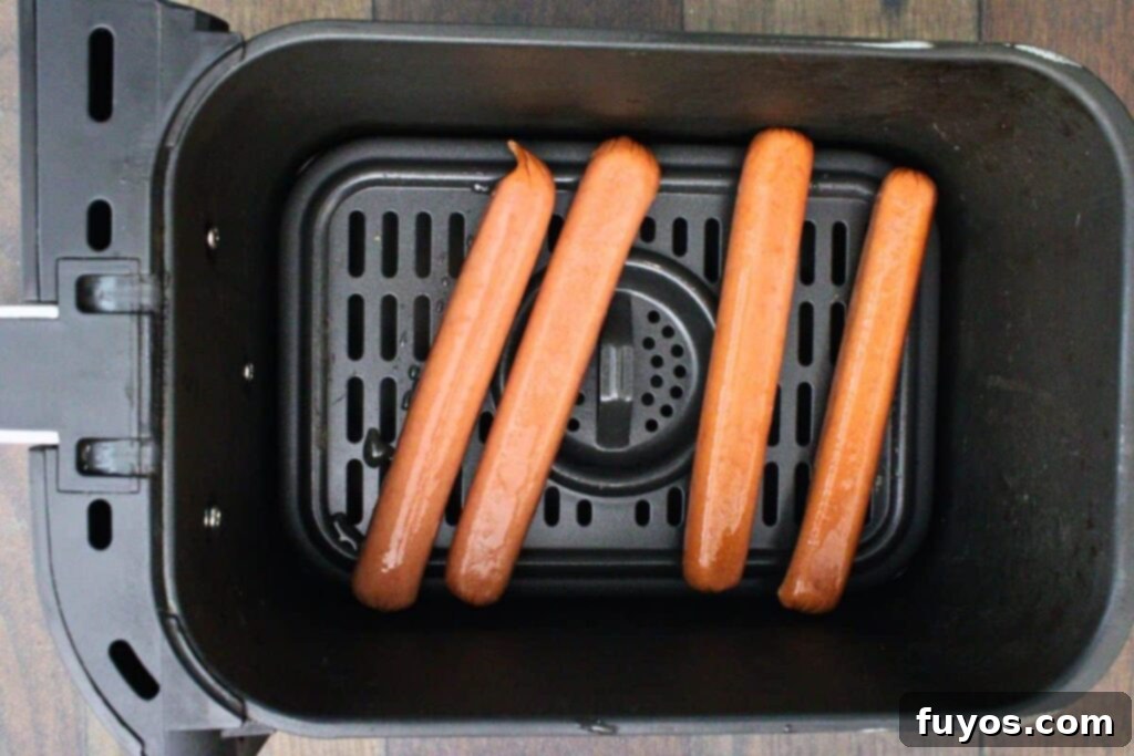 Air Fryer Hot Dog Burnt Ends A Speedy BBQ Spin 5 place hot dogs in air fryer basket