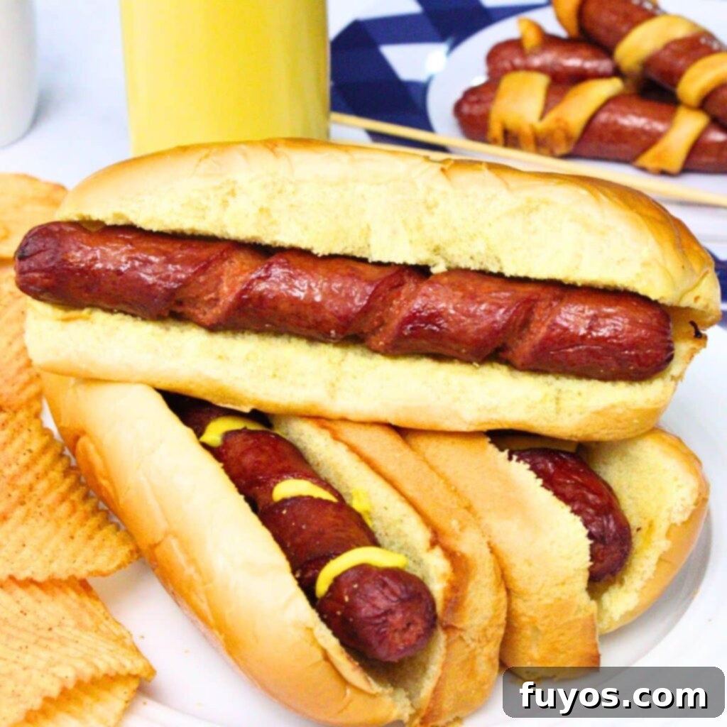 Air Fryer Crispy Spiral Hot Dogs 2 spiral hot dogs recipe dinners done quick featured image