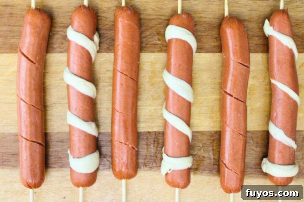 Air Fryer Crispy Spiral Hot Dogs 7 optionally add crescent dough in the center of the spiral hot dog cuts