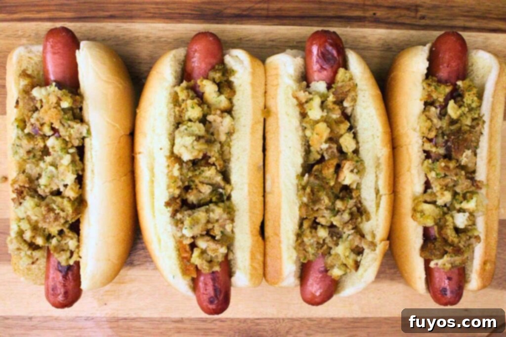 Air Fryer Thanksgiving Hot Dogs: Effortless Holiday Eats 6 add turkey dogs to buns and top with stuffing