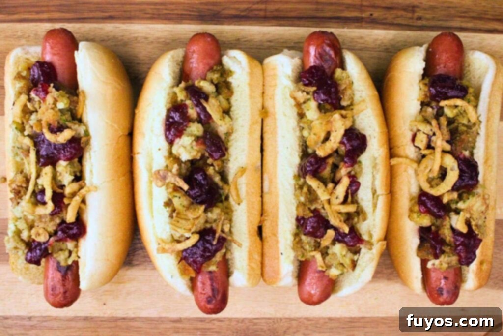 Air Fryer Thanksgiving Hot Dogs: Effortless Holiday Eats 7 drizzle cranberry sauce and add crispy onions on top of stuffing