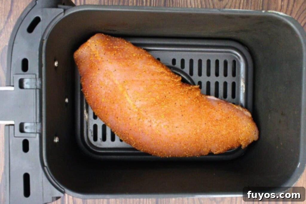 Air Fryer Turkey Burnt Ends: Crispy, Smoky Perfection 6 place seasoned turkey tenderloin in air fryer basket
