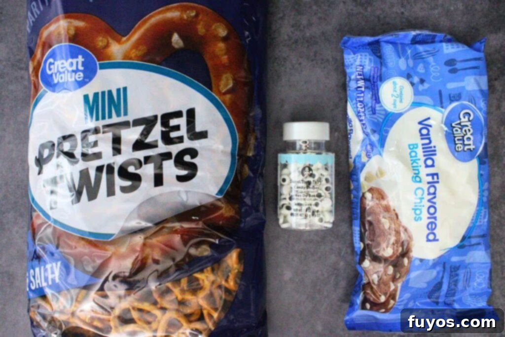 ingredients to make ghost pretzels