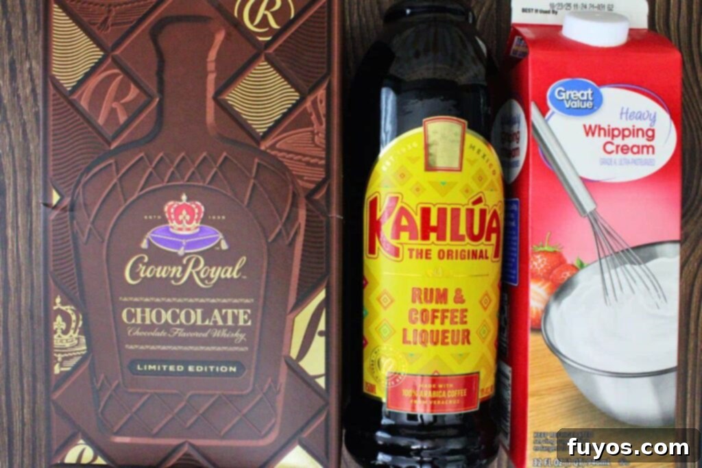 Decadent Chocolate Crown Royal White Russian 4 ingredients to make chocolate white russian