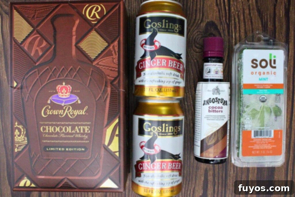 Kentucky Crown Chocolate Mule 4 ingredients to make chocolate mule