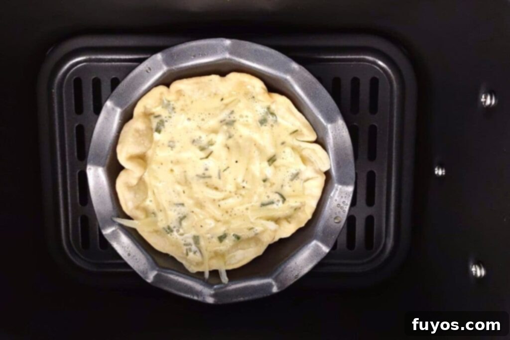 return quiche to air fryer basket to fully cook