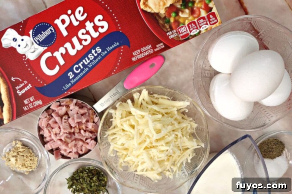 ingredients to make mini ham and cheese quiche in the air fryer
