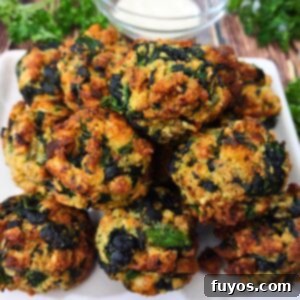Crispy Air Fryer Spinach Bites 11 Crispy Air Fryer Spinach Balls with melted cheese, a perfect bite-sized appetizer