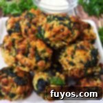 Crispy Air Fryer Spinach Bites 12 Air Fryer Spinach Balls with melted cheese, featured image
