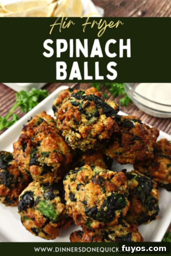 Crispy Air Fryer Spinach Bites 13 Crispy Air Fryer Spinach Balls with melted cheese, ideal for parties