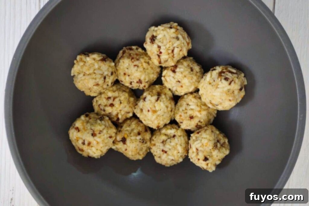 Crispy Air Fryer Arancini Mozzarella Stuffed Rice Balls 10 chill the formed arancini rice balls in refrigerator for setting