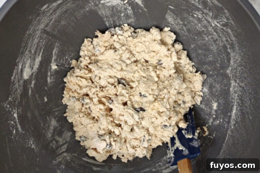 mix ingredients in bowl until it creates a shaggy dough