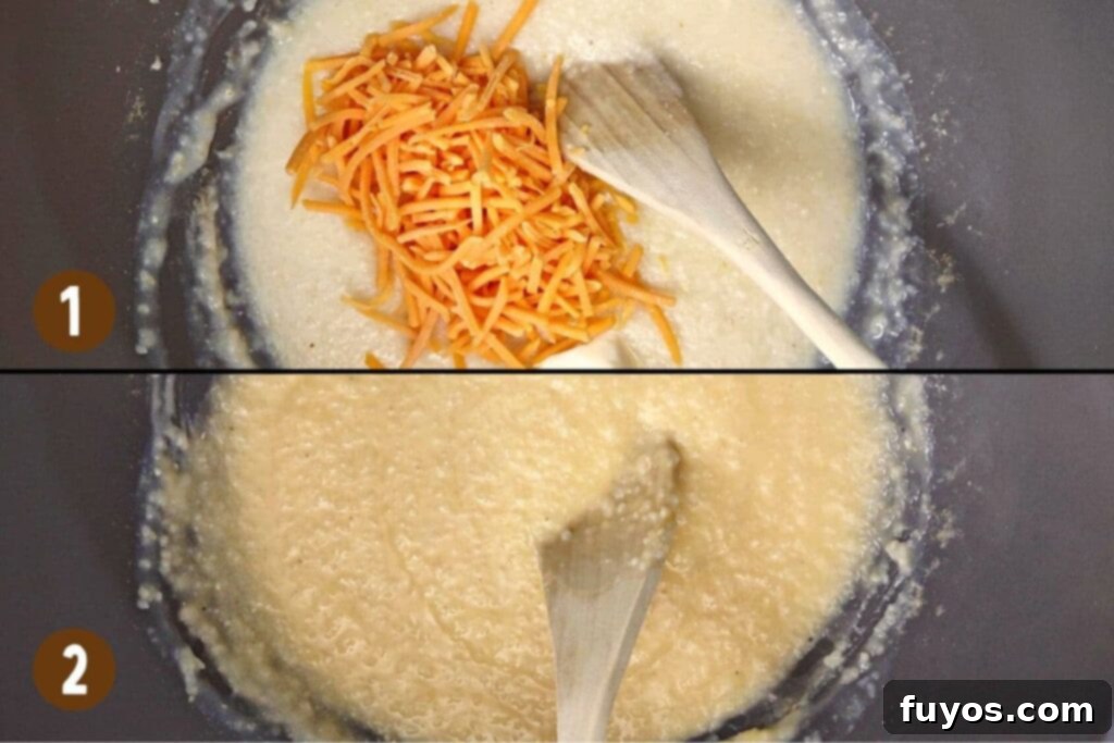 Velvety Garlic Cheese Grits in Minutes 8 mix in butter and shredded cheese to hot microwave grits