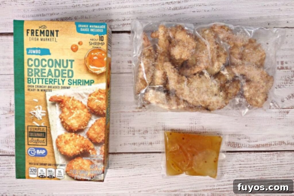 frozen coconut shrimp out of box with dipping sauce