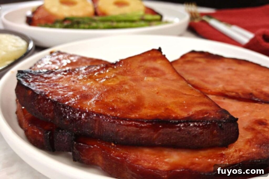 Glazed Air Fryer Ham Steak with Pineapple