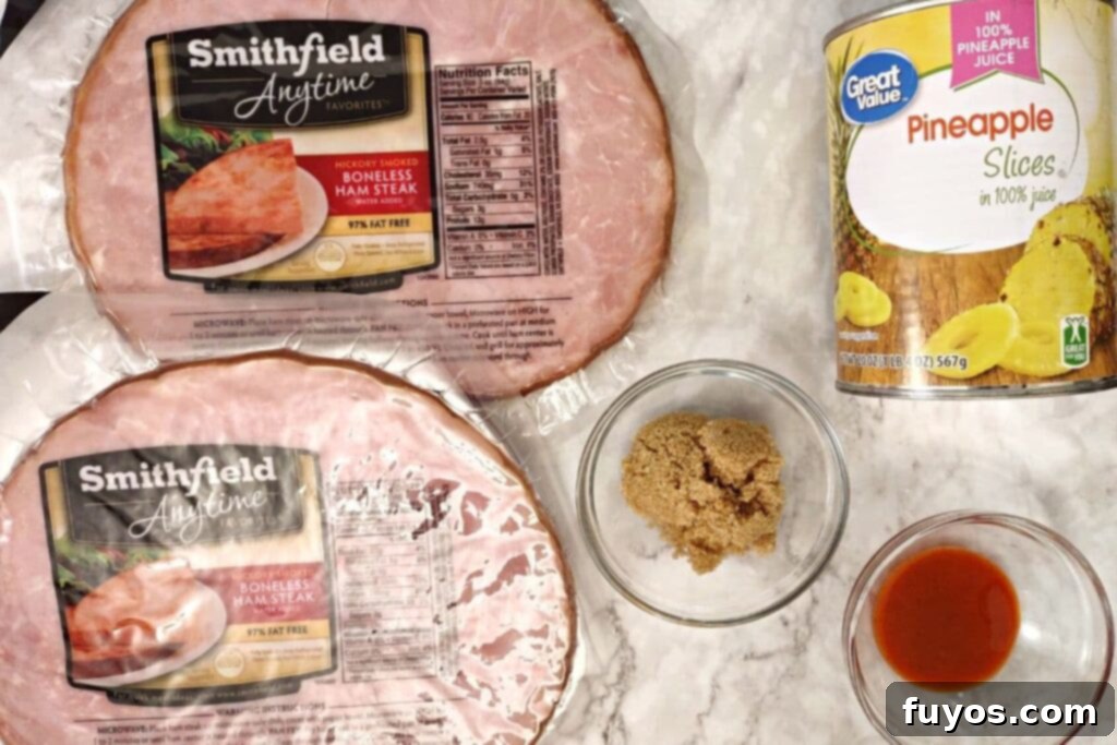 Ingredients for Air Fryer Ham Steak with Pineapple