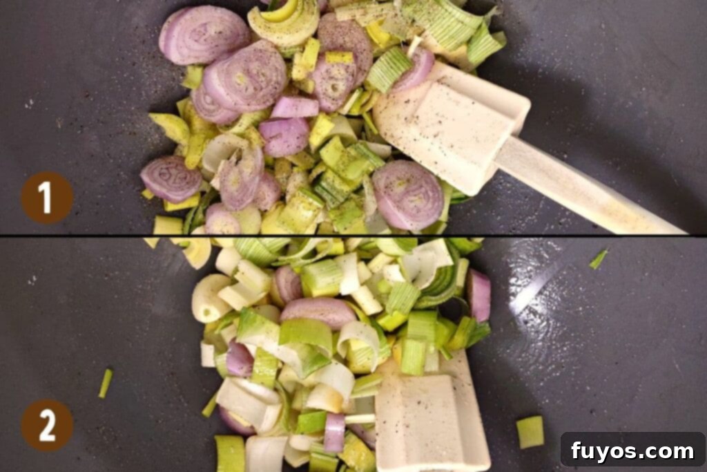 Creamy Air Fryer Leek and Potato Soup Pure Comfort Made Easy 9 Toss shallots, leeks, and garlic cloves in olive oil and seasonings