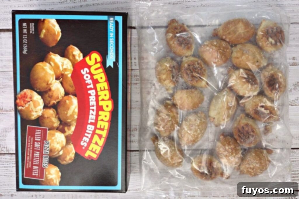 frozen superpretzel bites next to the box