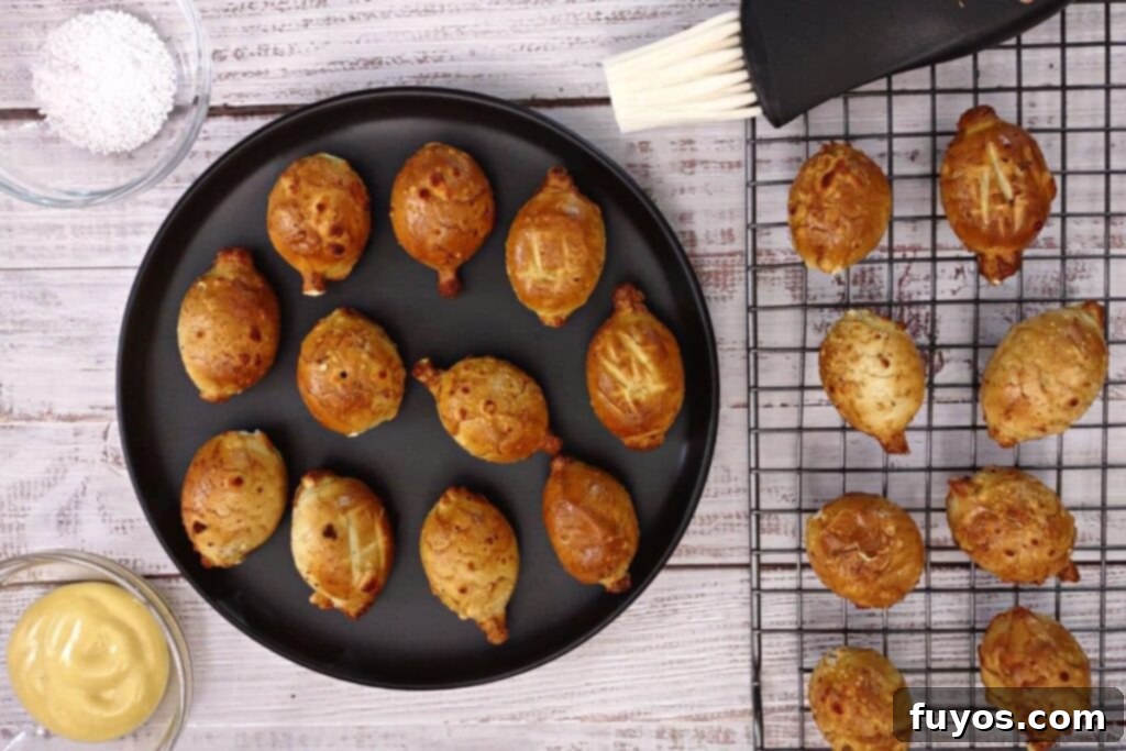 overhead view of air fryer pretzel bites on a plate