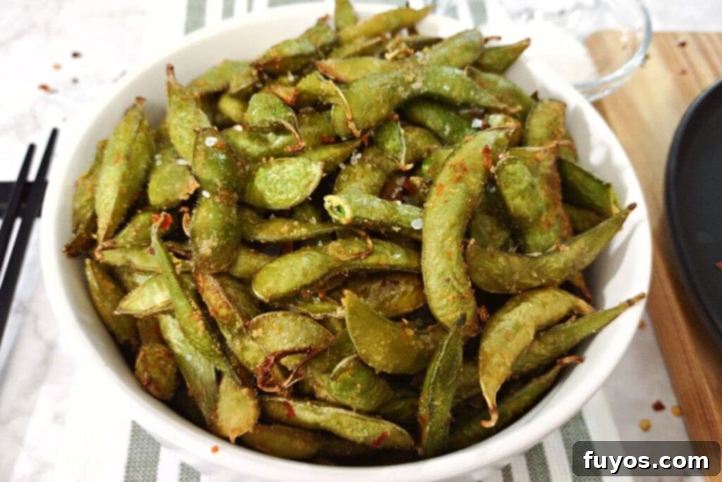 Spicy Garlic Frozen Edamame in the Air Fryer