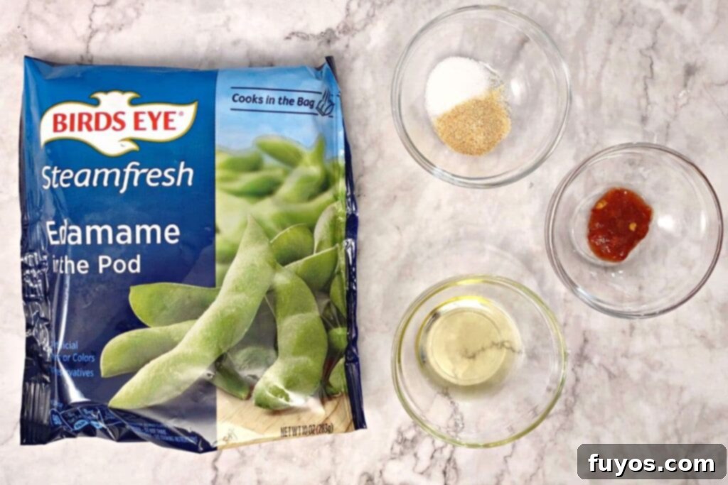 Spicy garlic frozen edamame ingredients