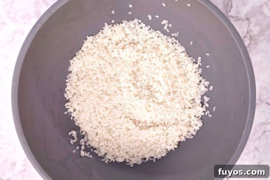 Effortless Microwave Coconut Mango Sticky Rice 5 place drained sticky rice in microwave safe bowl