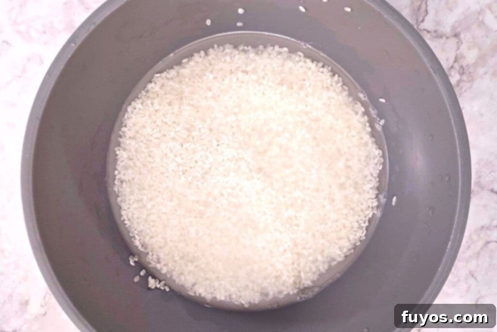 Effortless Microwave Coconut Mango Sticky Rice 6 submerge rice in water