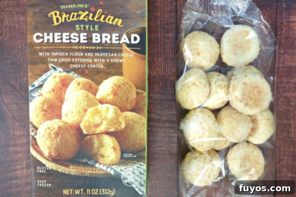 trader joes brazillian cheese bread next to box