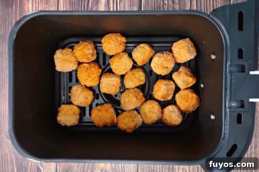 Air Fryer Frozen Popcorn Chicken Super Crispy 5 frozen popcorn chicken in air fryer basket