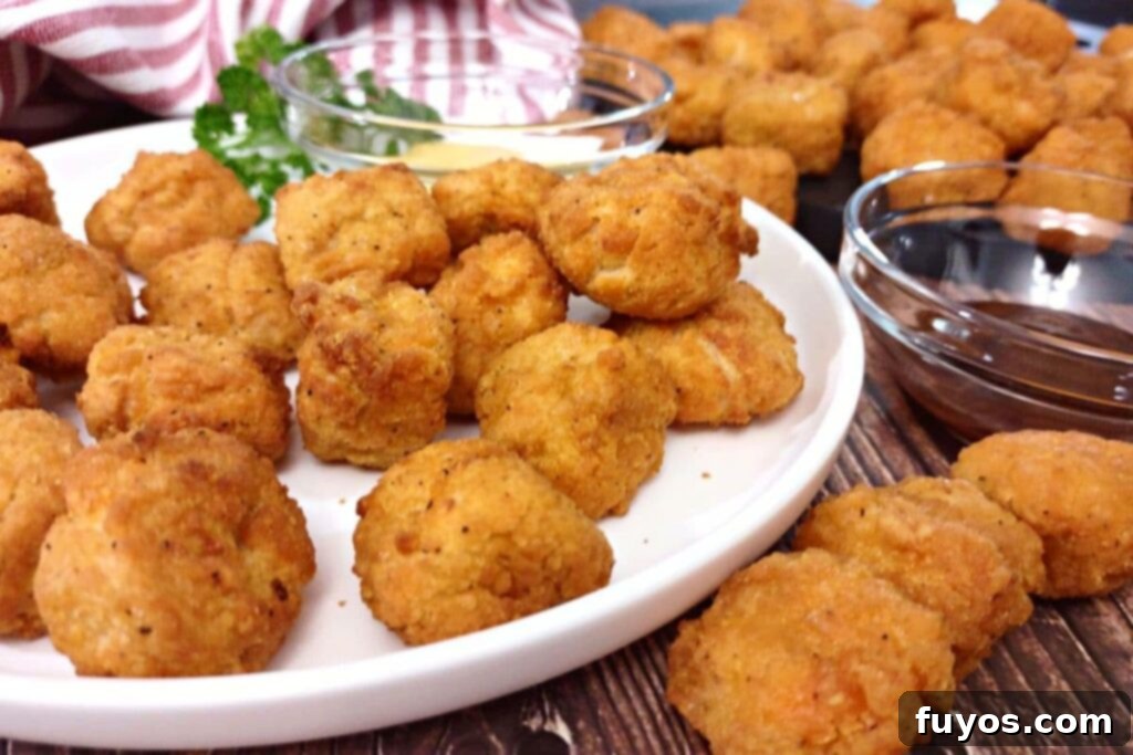 Air Fryer Frozen Popcorn Chicken Super Crispy 7 air fryer popcorn chicken sitting on a plate and countertop